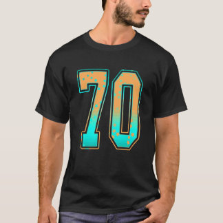 Mint Green Teal Orange Number 70 Jersey Player Uni T Shirt