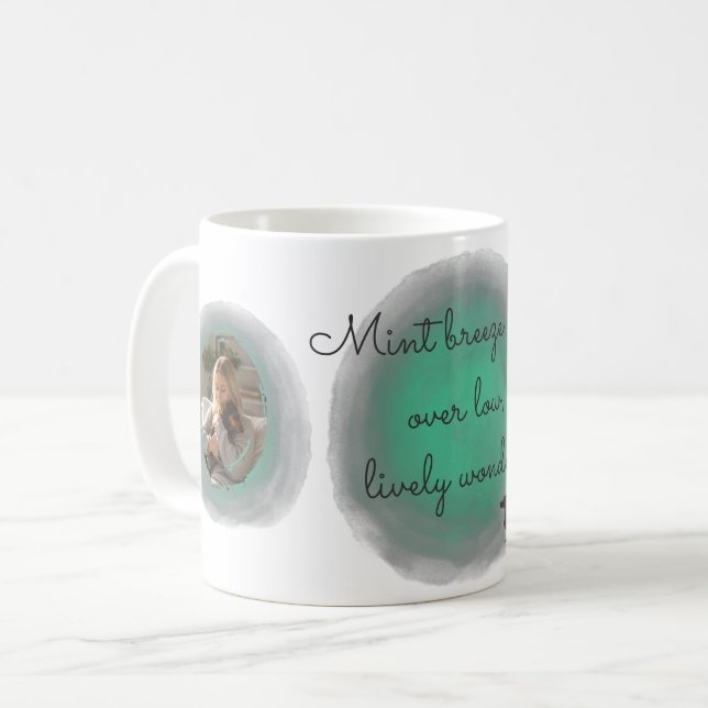 Mint Green Watercolor Dachshund - Custom Name Kaffemugg (Framsida vänster)