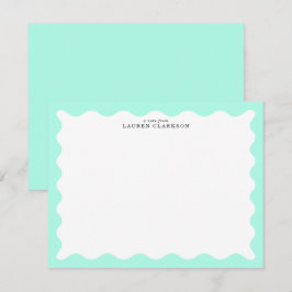 Mint Green Wavy Frame Note Card Inbjudningar