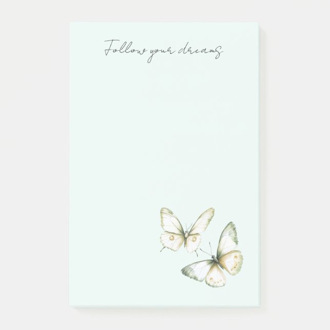 Mint Green White Butterflies Post-it Block (Framsida)