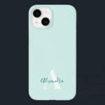 Mint & Grön Modern Initial Monogram<br><div class="desc">Denna stilrena telefonfodraldesign har en enkel modern design i Mint & Grön. Skapa ett unikt telefonfodral med anpassad initial och namn. Det blir en cool, unik present till någon speciell eller dig själv. Om du vill ändra teckensnitt eller position, klicka på "Anpassa ytterligare"-knappen så kan du redigera det. Fler designs...</div>