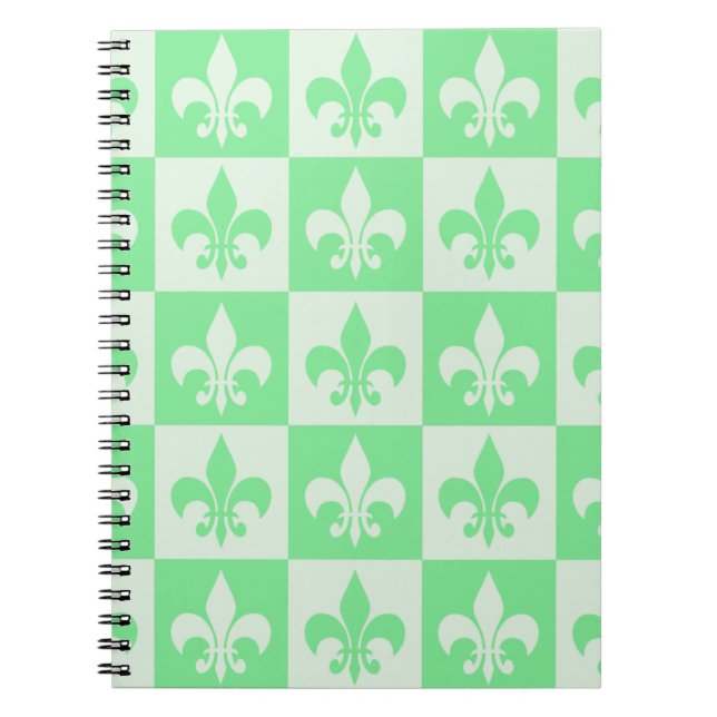 Mint gröna Fleur de lis Anteckningsbok (Framsidan)