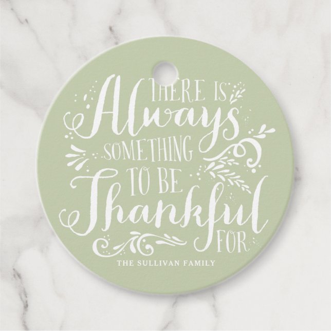 Mint Grönt alltid tacksam offert-Thanksgiving Gåvor Etiketter (Framsida)