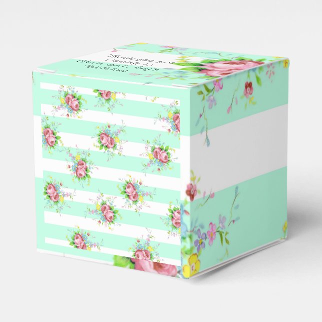 Mint grönt and Rosa Blommigt Candy Box Presentaskar (Framsidan Sidan)