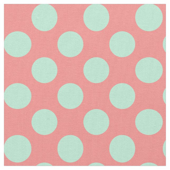 Mint Grönt and Rosa Polka Dot Mönster Tyg (Närbild)