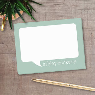 Mint Grönt and White Talk Bubble with Namn Post-it Block