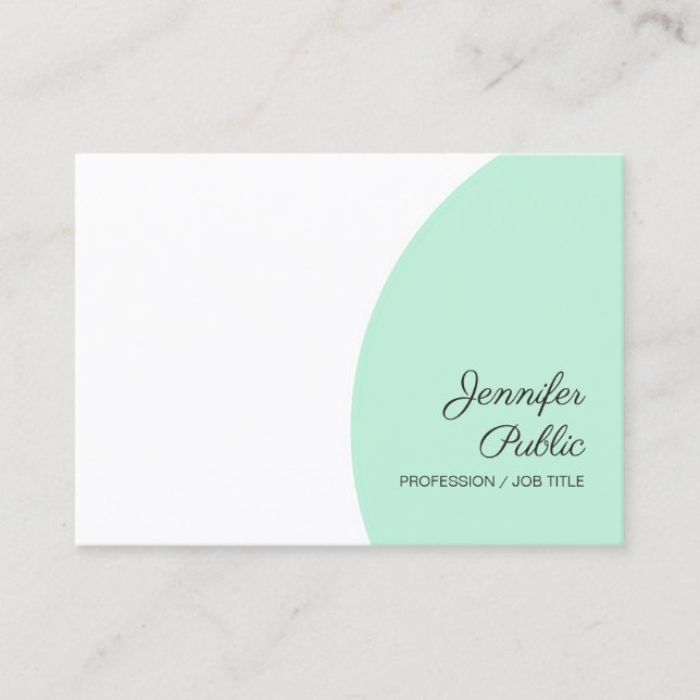 Mint Grönt Anpassningsbar Modern Calligraphall Tem Visitkort (Framsida)