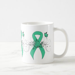 Mint Grönt Awareness Ribbon with Butterfly Kaffemugg