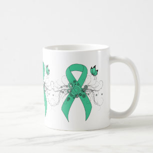 Mint Grönt Awareness Ribbon with Butterfly Kaffemugg