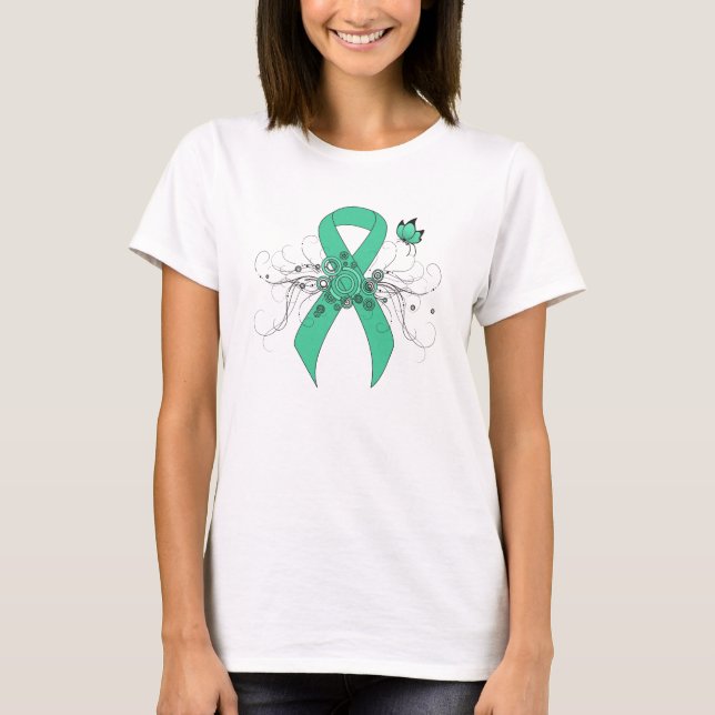 Mint Grönt Awareness Ribbon with Butterfly Tröja (Framsida)