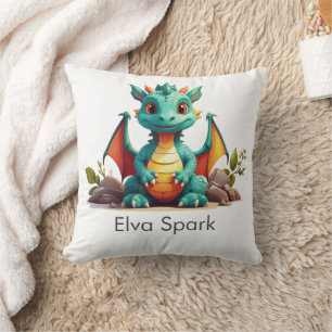 Mint Grönt Baby Dragon Fantasy Personlig Kudde