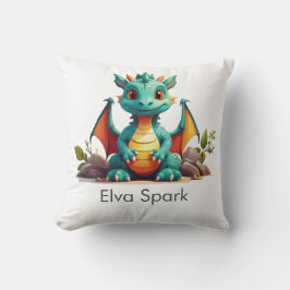 Mint Grönt Baby Dragon Fantasy Personlig Kudde