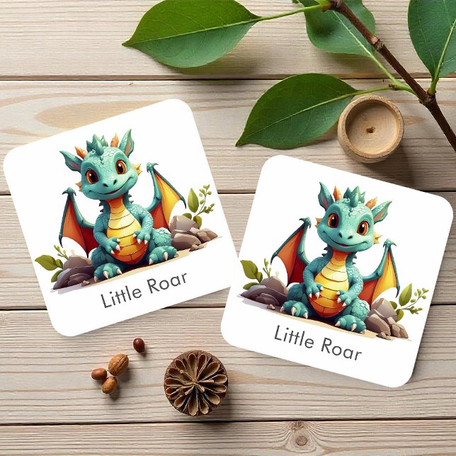 Mint Grönt Baby Dragon Little Roar Papper Underläg Underlägg Papper Kvadrat (Skapare uppladdad)