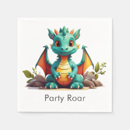 Mint Grönt Baby Dragon Party Roar Pappra Napkins Pappersservett