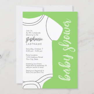 Mint Grönt Baby Tee - Gender Neutral Baby Shower Inbjudningar