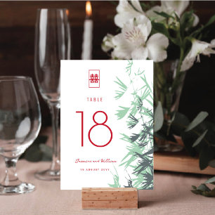Mint Grönt Bamboo Löv Dubbla Happity Bröllop Bordsnummer