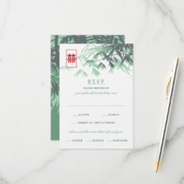 Mint Grönt Bamboo Löv Modern kinesiska Bröllop OSA Kort