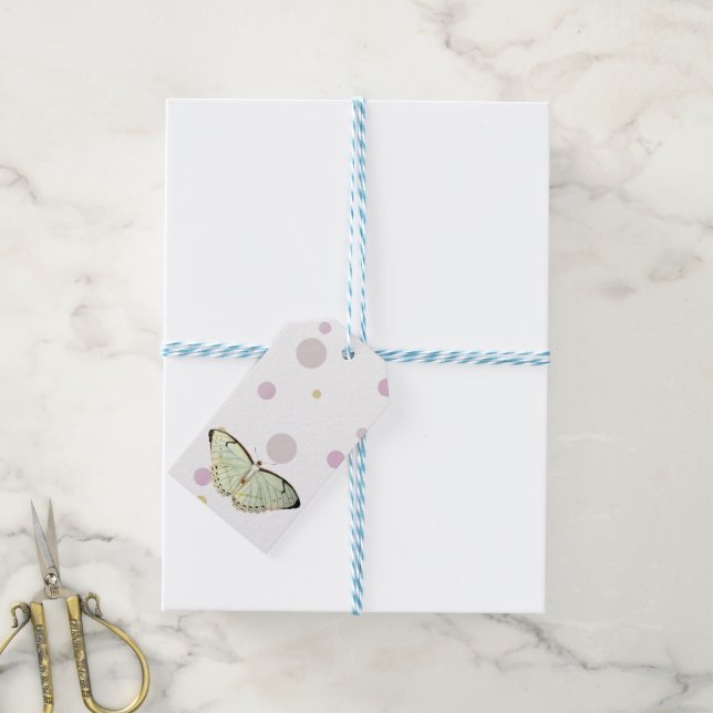 Mint Grönt Beauty Butterfly Presentetikett (Med Snöre)