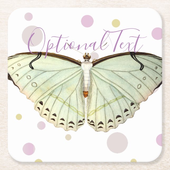 Mint Grönt Beauty Butterfly Underlägg Papper Kvadrat (Framsidan)