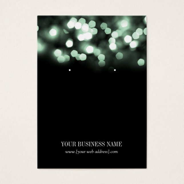 Mint Grönt Black Bokeh Ljus Anpassningsbar Earring Visitkort (Framsidan)