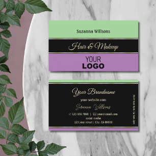 Mint Grönt Black Lavender Rand med Logotyp Modern Visitkort