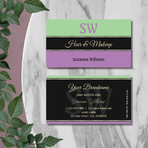 Mint Grönt Black Lavender Rand med Monogram Visitkort