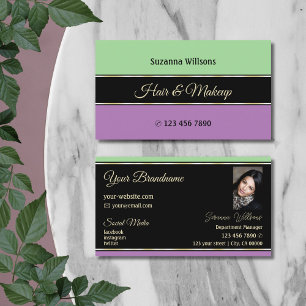 Mint Grönt Black och Lavender Rand med Photo Visitkort