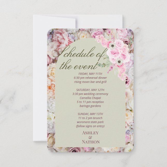 Mint Grönt Blommigt Arch Summer Rehearsal Inbjudan (Framsida)