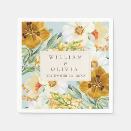 Mint grönt blommigt Garden wildblomma Vår bröllop Pappersservett