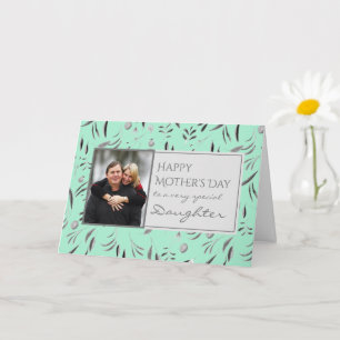 Mint Grönt Blommigt Mors dag DAUGHTER-foto Kort
