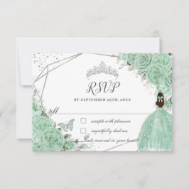 Mint Grönt Blommigt Princess Gown Silver Quinceañe OSA Kort