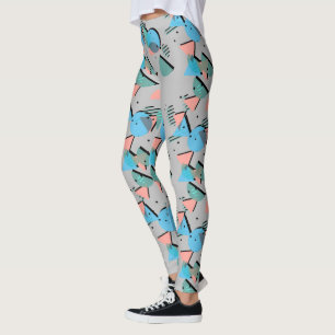 Mint Grönt Blue Coral Rosa 50 s Art Mönster Leggings