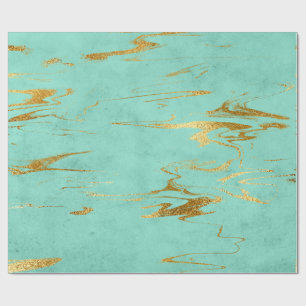 Mint Grönt Blue Guld Marble Shiny Glam Presentpapper