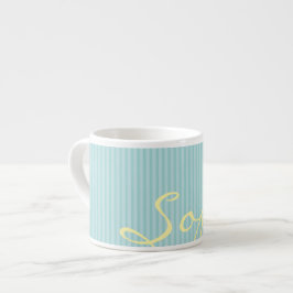 Mint Grönt & Blue Namn Mugg - Solid Thin Rand Espressomugg