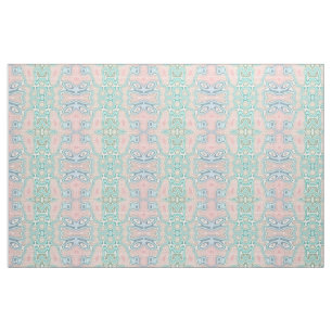 Mint Grönt Blue Rosa Retro Nouveau Mosaic Mönster Tyg