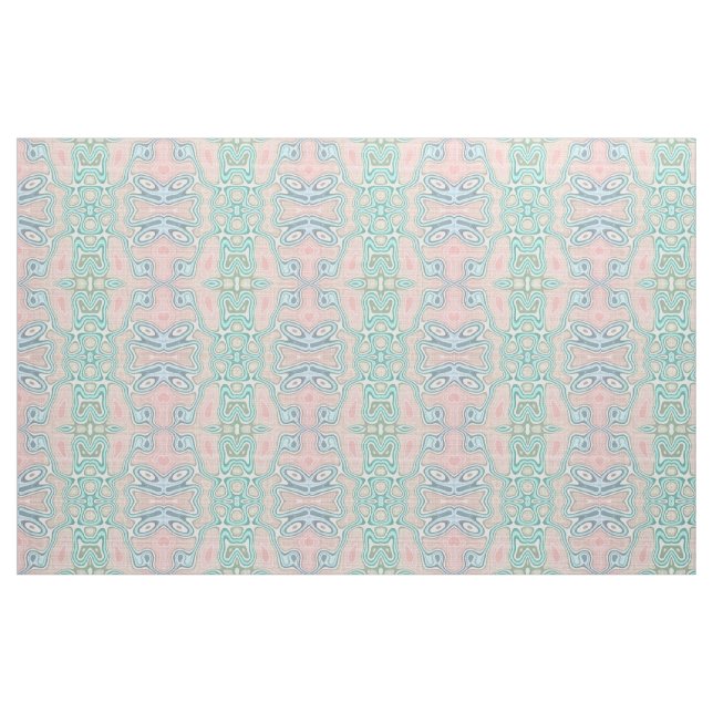 Mint Grönt Blue Rosa Retro Nouveau Mosaic Mönster Tyg (Fat Quarter)