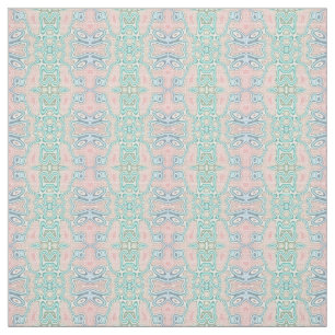 Mint Grönt Blue Rosa Retro Nouveau Mosaic Mönster Tyg