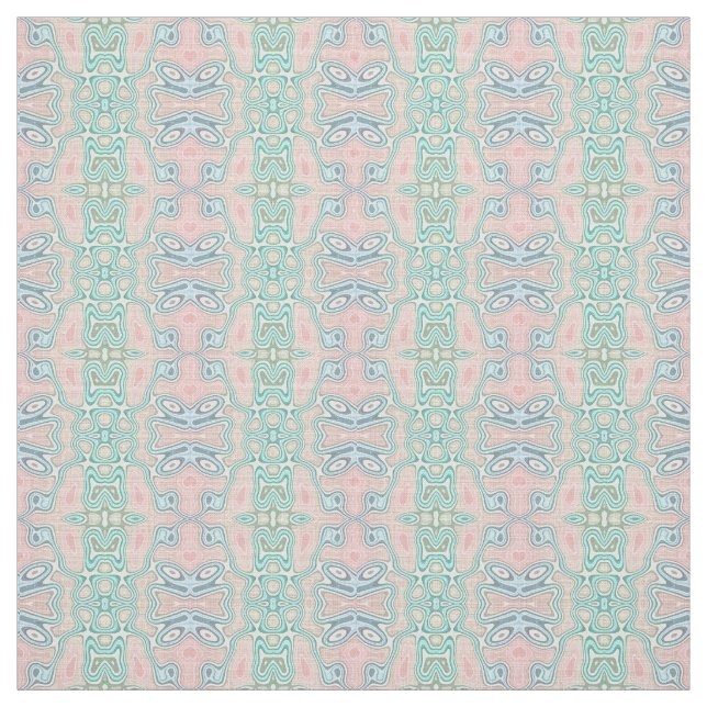 Mint Grönt Blue Rosa Retro Nouveau Mosaic Mönster Tyg (Provkarta)