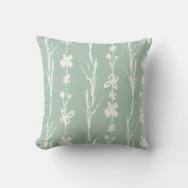 Mint Grönt Botanical Print Farmhouse Pillow Kudde
