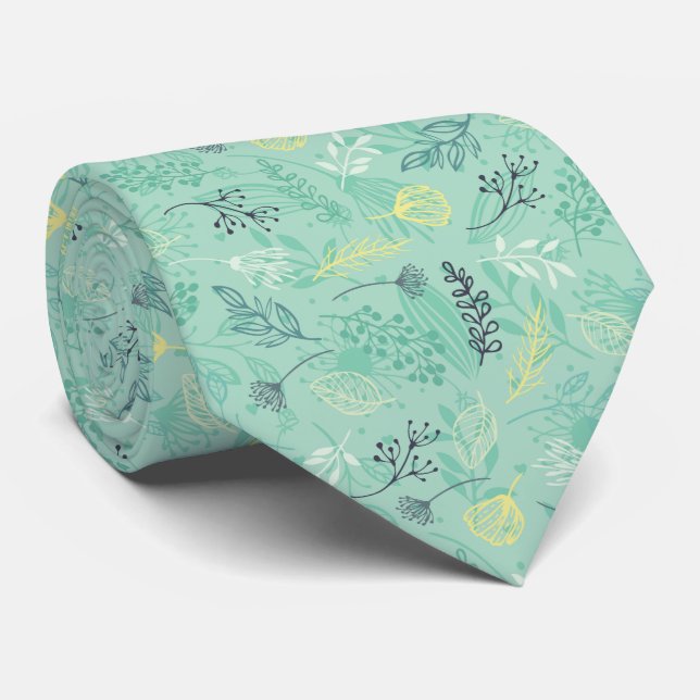 Mint Grönt Botanical Tie Slips (Rullad)