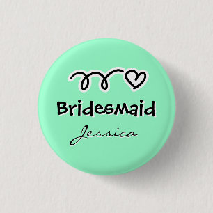 Mint grönt bridesmaid-knappar personlig namn knapp