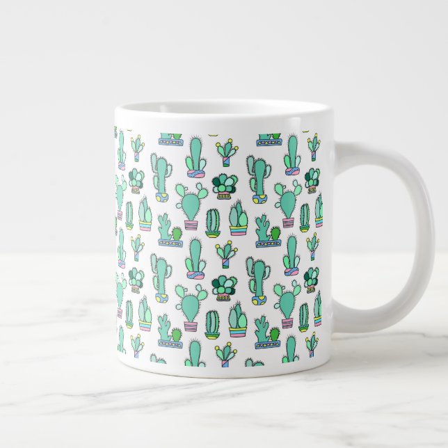 Mint Grönt Cactus & Succulated Plant Mönster Jumbo Mugg (Höger)