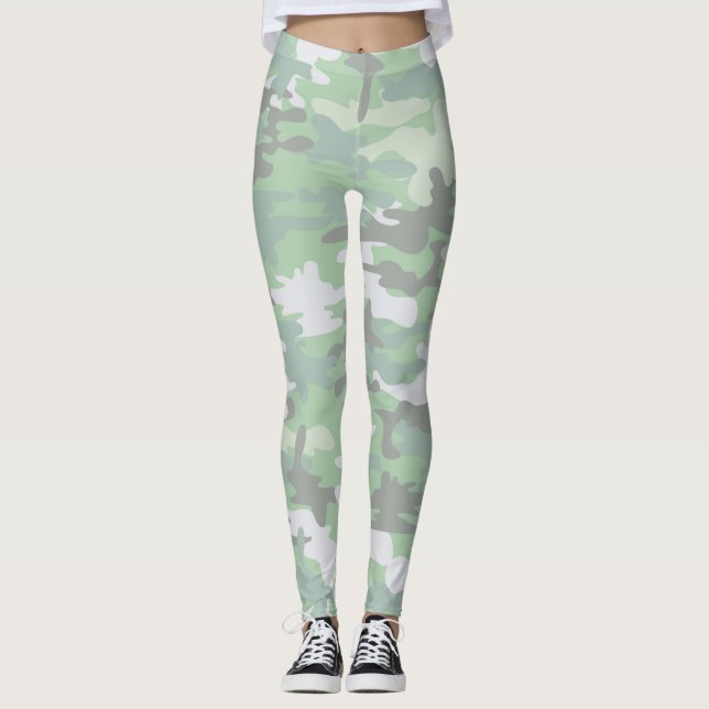 Mint Grönt Camo Leggings (Framsida)