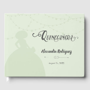 Mint Grönt Charro Silhouette Quinceanera Gästböcker