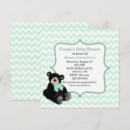 Mint Grönt Chevron Anpassningsbar Baby Shower-inbj Inbjudningar