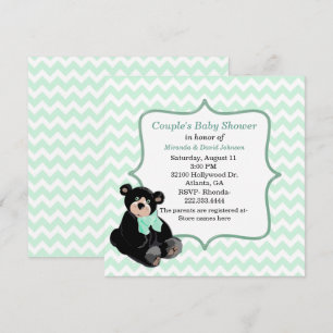 Mint Grönt Chevron Anpassningsbar Baby Shower-inbj Inbjudningar