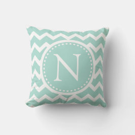 Mint Grönt Chevron Girly ZigZag Monogram Kudde