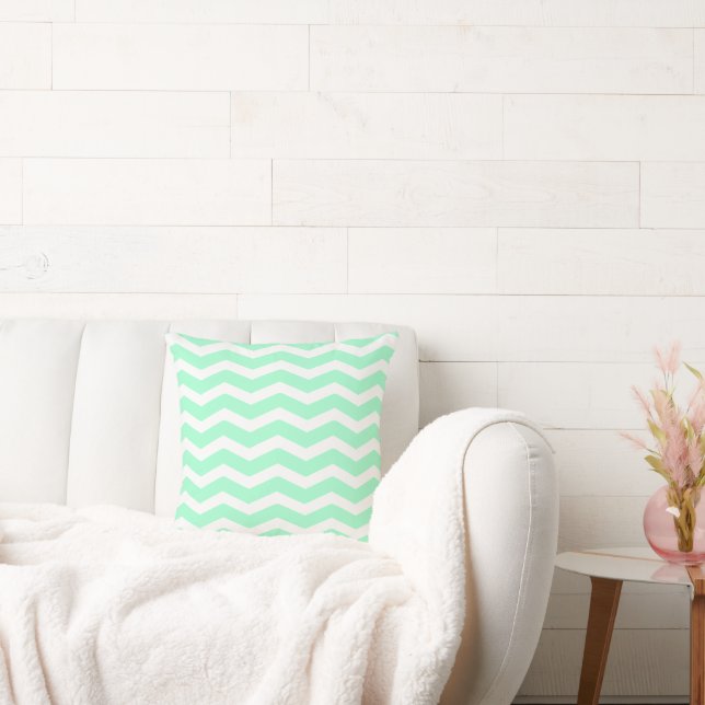 Mint Grönt Chevron Kudde (Soffa)