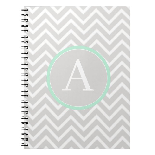 Mint Grönt Chevron Monogram bärbar dator Anteckningsbok (Framsidan)