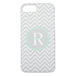 Mint Grönt Chevron Monogram knappt där